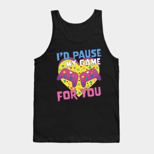 I'd Pause My Game For You Valentine Video Gaming 90's Retro Tank Top